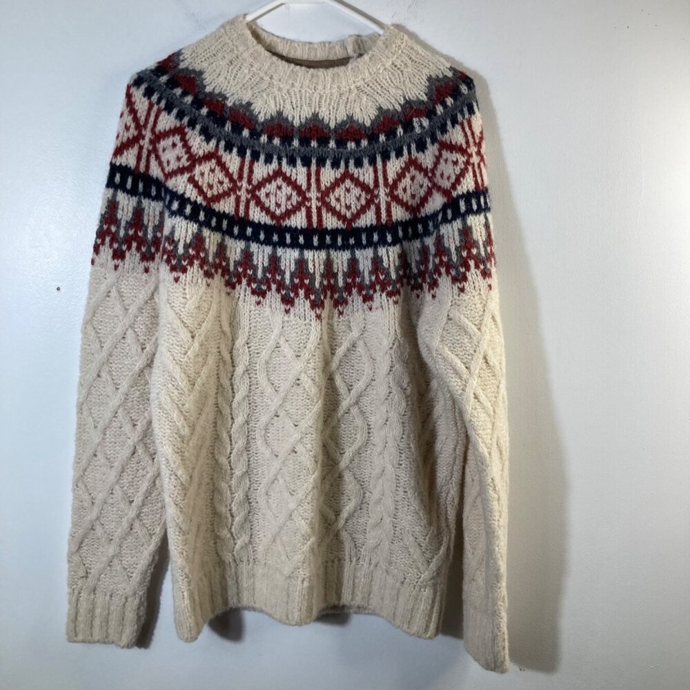 Womens Massimo Dutti Fair Isle Knit Sweater Wool Alpaca M NWT